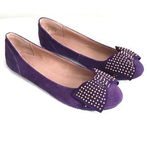 ALDO Bow Studded Suede Purple Flats New With Tag
